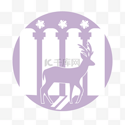 svg紫色创意麋鹿元素