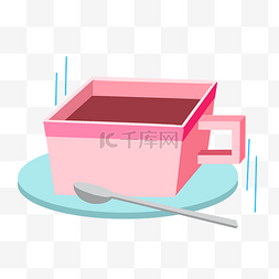 茶杯茶匙图片_粉色杯子茶匙杯垫