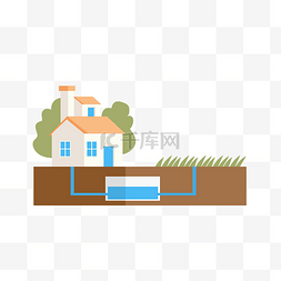 绿屋顶的房子图片_储水房屋水池绿植