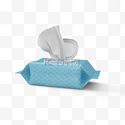 纸巾包装图片_蓝色花纹消毒湿巾包装3d元素