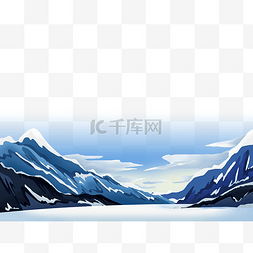 白色雪山图片_冬日白色高山雪景装饰底框