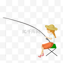 坐着钓鱼图片_坐着钓鱼的女孩