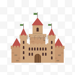 卡通褐色复古童话城堡元素
