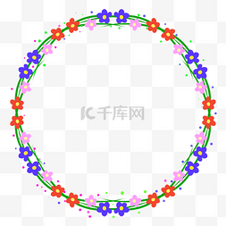 简约清新小花圆形边框