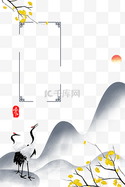 中国风水墨海报图片_中式传统节日装饰边框