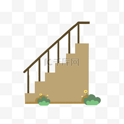 房间楼梯卡通插画