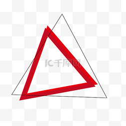 虚线三角红色立体三角体png素材