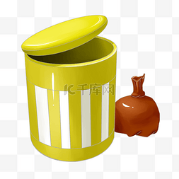 条纹黄白图片_黄色垃圾桶 