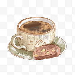 咖啡奶茶蛋糕图片_下午茶水彩面包奶茶