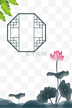 植物海报图片_中式夏日简约海报边框