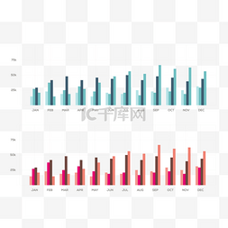 橘色珊瑚图片_商务渐变珊瑚色系报表图表数据元