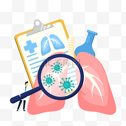 卡通手绘医生研究肺炎covid19宣传