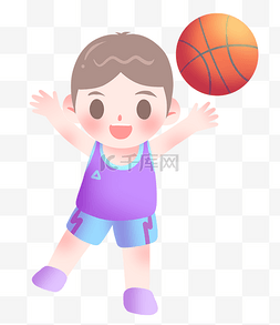 可爱的打篮球男孩插画