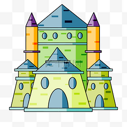 宫殿插画图片_欧式卡通城堡插画