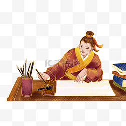 十字写字框图片_中国风古风古人写字作画