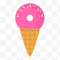 粉色面包圈冰淇淋
