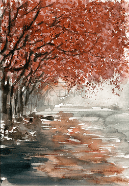 秋树下的街道