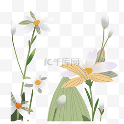 清新的小花图片_手绘卡通白色的花朵免扣元素