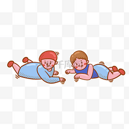卡通矢量免抠可爱趴着的两个婴儿