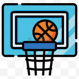 篮球框卡通图片_黄色的篮球和篮球框