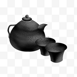 简约新式中国风图片_新式中国风简约黑色茶壶
