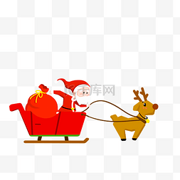 圣诞老人麋鹿车图片_圣诞老人滑雪车