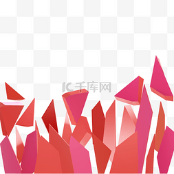 边框素材图片_红色三角形几何边框png素材