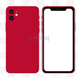 iphone矢量素材图片_红色iPhone11手机模型