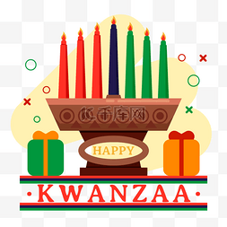 giving图片_kwanzaa扁平风红色和绿色蜡烛