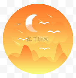 渐变微光夜空月亮