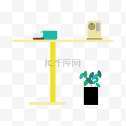 黄色简易桌子插画