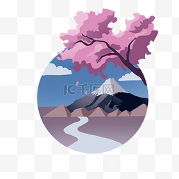 富士山日本插画图片_日本富士山的插画