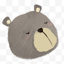 好看的小素材图片_灰色可爱卡通睡着的小熊