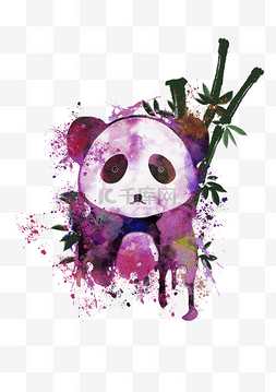 水彩泼墨风动物熊猫