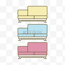 蓝色沙发沙发图片_折叠沙发家具插画