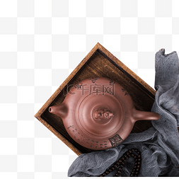 茶壶紫砂壶图片_古风静物木纹桌子上的紫砂壶