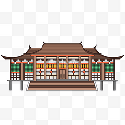 手绘日本传统风格寺庙