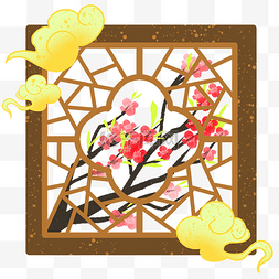 春节窗户图片_镂空花纹窗框