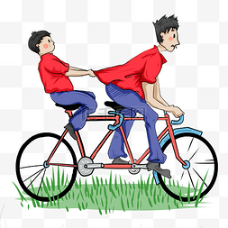双人自行车图片_父亲节父亲孩子骑自行车游玩免抠