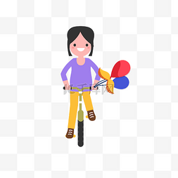 自行车气球图片_夏日游玩卡通装饰元素