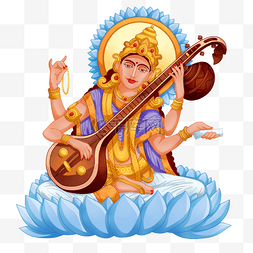 sitar图片_知识节印度女神弹琴vasant panchami插