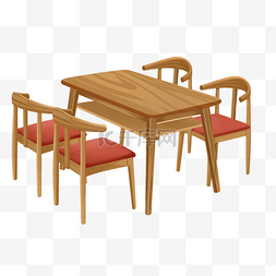 木桌椅组合图片_写实餐桌桌椅