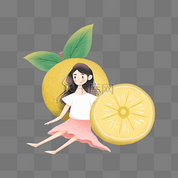 小暑海报简约图片_抱着柠檬的女孩
