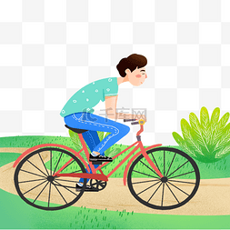 骑单车的男孩图片_卡通男孩骑单车免抠图