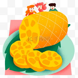 水果菠萝块图片_夏季菠萝块插画