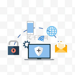 盾牌围绕小盾牌图片_电脑网络安全安全锁网络信息安全