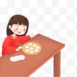 小女孩美食图片_小女孩在包饺子