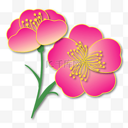 森系粉色花朵图片_粉色立体剪纸樱花素材