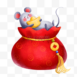 鼠年现金红包图片_鼠年红色福袋和小老鼠