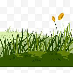 春天绿色植物插画图片_绿色植物花草插画